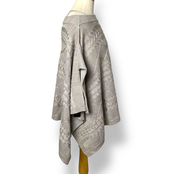 Filomena Fernandez Taupe Nude Knit Poncho Sleeves Off Shoulder One Size - Picture 5 of 9